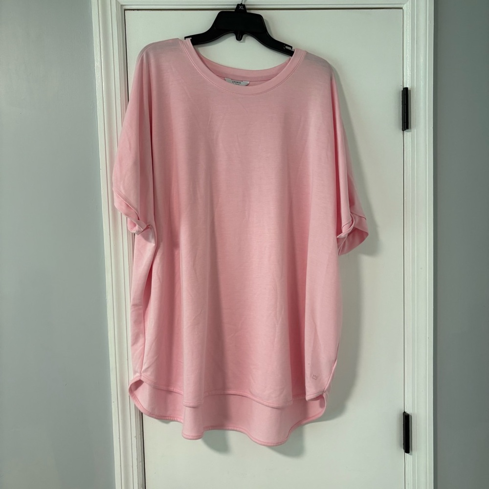 Crown & Ivy Pink Oversized Relaxed Short Sleeve Tee